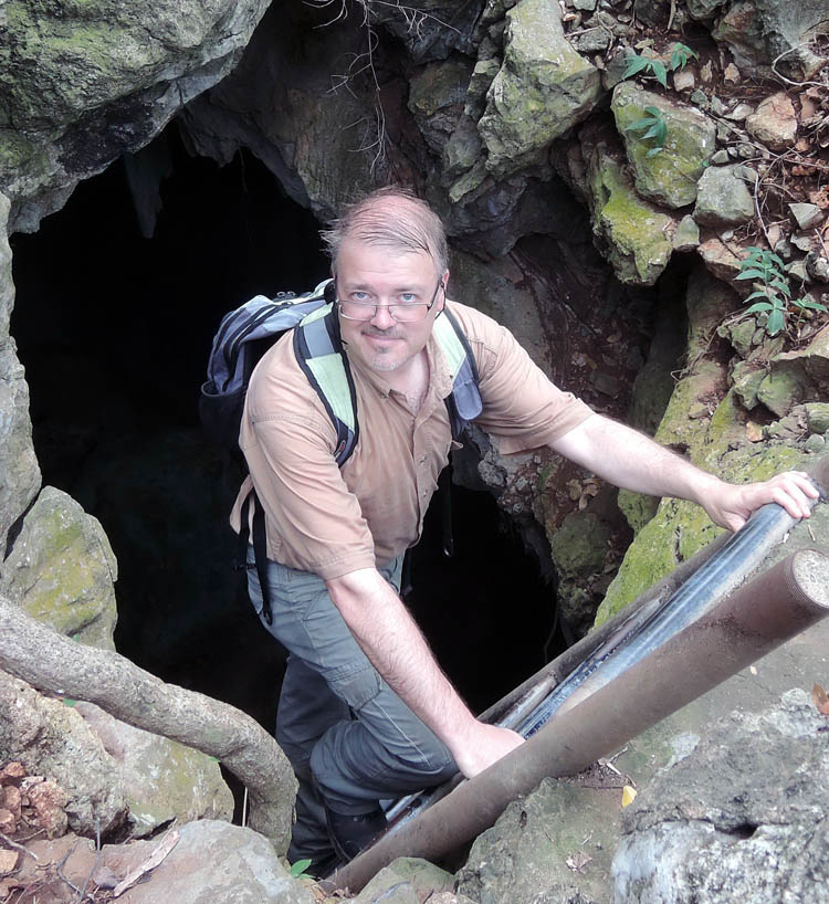 O.S.G. Pauwels in a cave in Khao Sam Roi Yot National Park, peninsular Thailand; photo. by Chucheep Chimsunchart